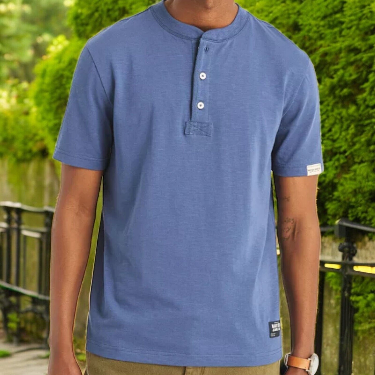 Nautica Men's Classic-Fit Solid Henley,Union Blue, S