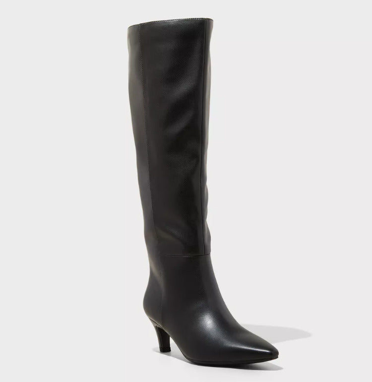 Women's Kendra Kitten Heel Tall Dress Boots with Memory Foam Insole Size 5