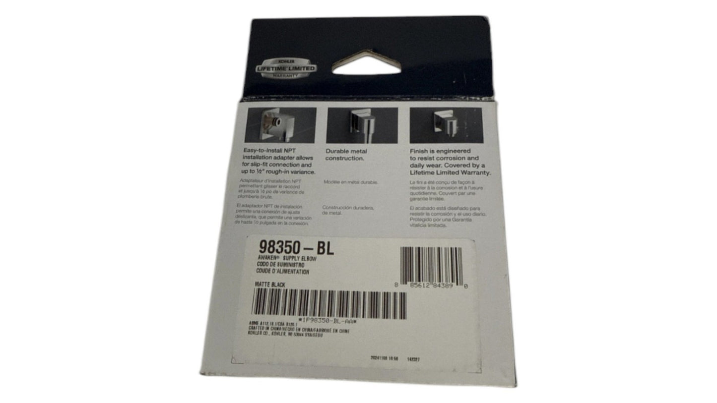 Kohler 98350-BL Awaken Wall Supply Elbow Shower Matte Black