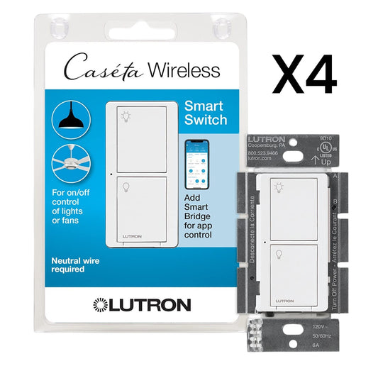 (4) lot Lutron Caseta Wireless Switch (PD-5ANS-WH-R) White  7849