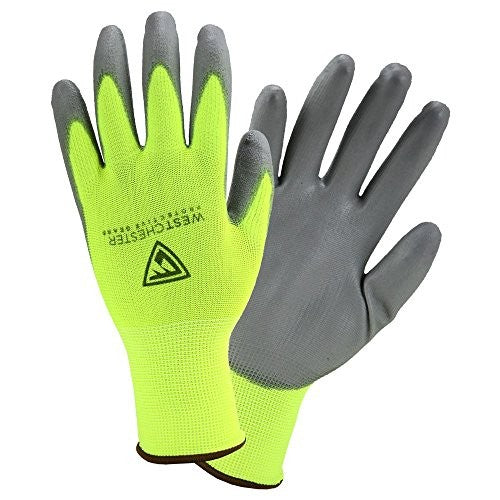 Westchester Protective Gear Hi-Vis Yellow PU Palm Coated Nylon Gloves (3-Pack)