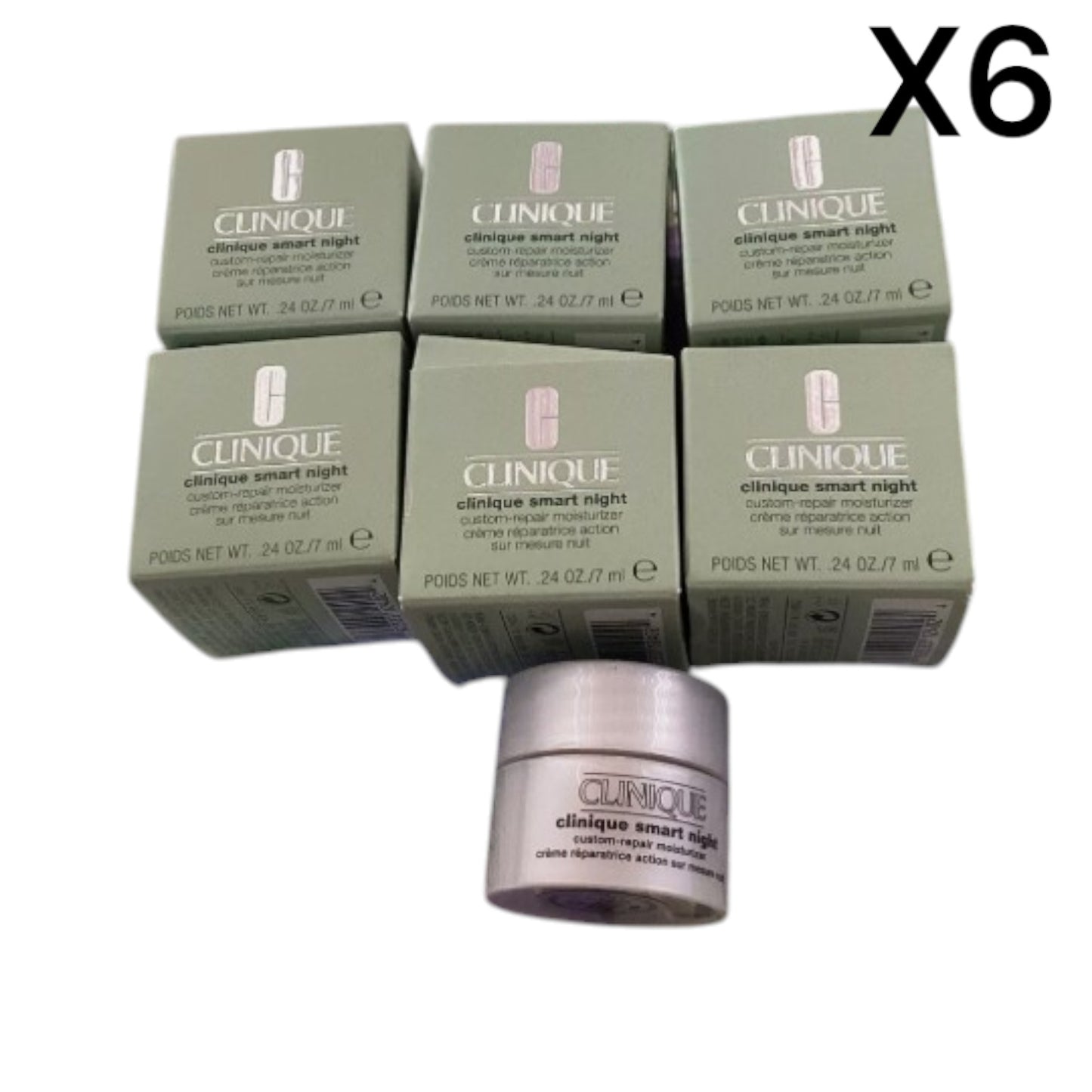 6X Clinique Smart Night Custom Repair Moisturizer 0.24 oz/ 7 ml Each NIB