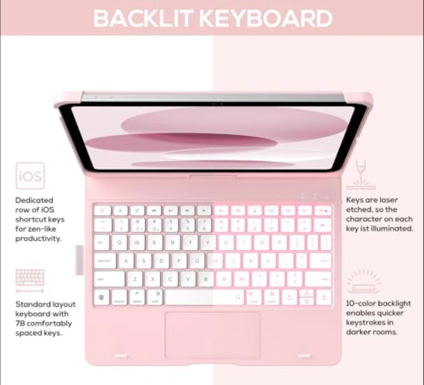 Typecase Touch Wireless Keyboard Case For iPad 10th Generation 10.9 - Light Pink