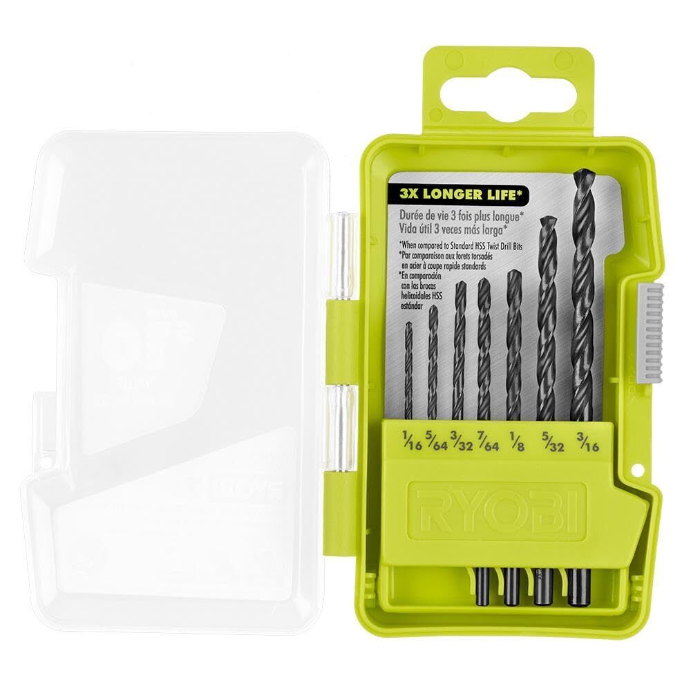 Ryobi 7 PC. Round Shank Black Oxide Drill Bit Set