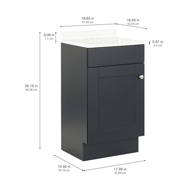 Project Source Dover 18-in Navy Blue Single Sink Bathroom Vanity with White Top