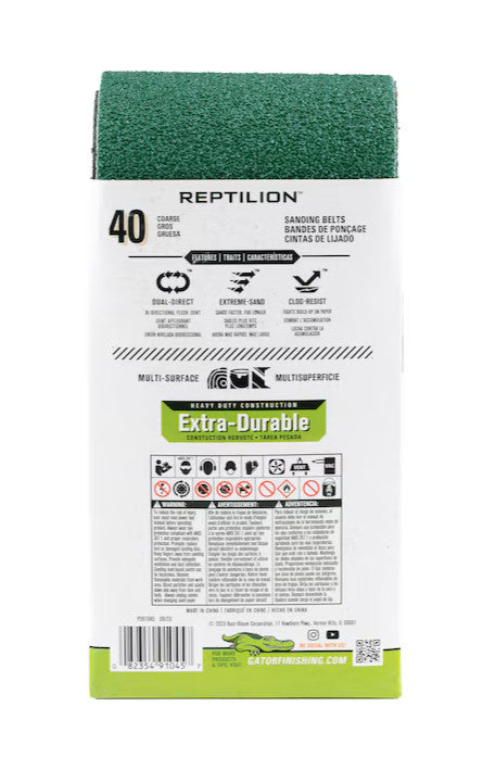 Gator Reptilion 2 -Piece Zirconia alumina 40 -Grit Belt Sandpaper #391045