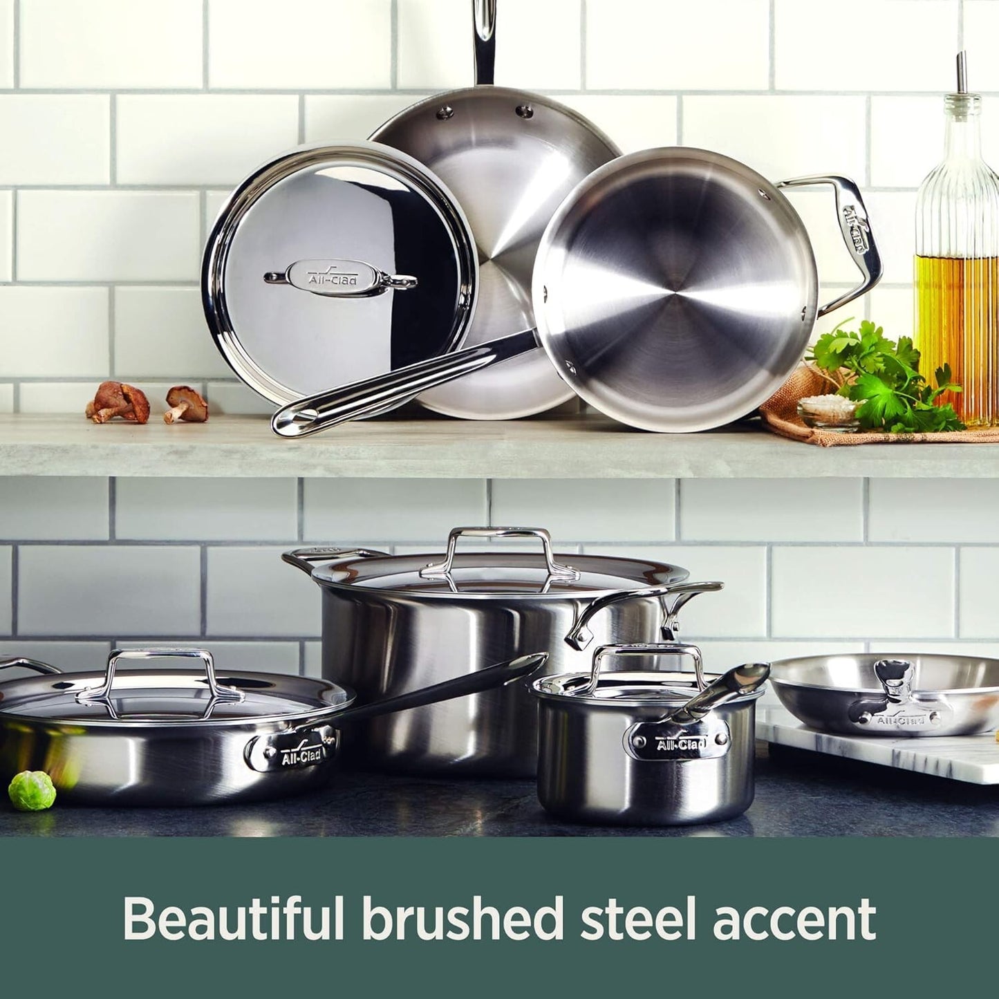 Brand New All-Clad D5 5-Ply Brushed Stainless Steel Cookware Set 10 Piece Set