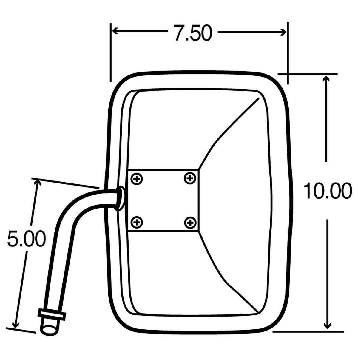 Truck-Lite 97662 Medium Duty Truck Mirror 7-1/2''x10-1/2'' Rectangular Stainles