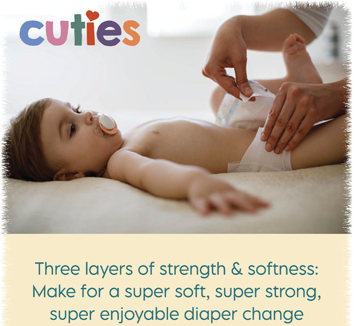 25-Pack Cuties Complete Care Baby Diapers, Size 7 (41+ lbs)