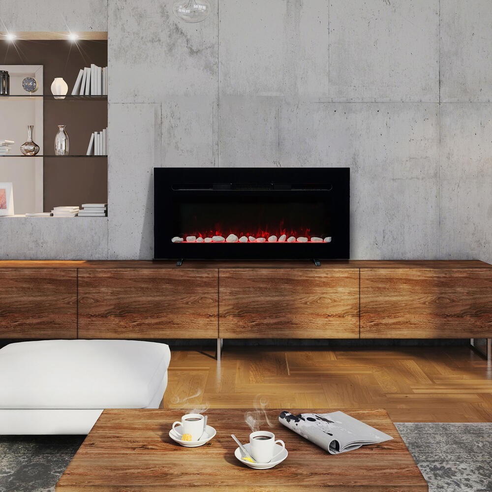 Paramount 36" Front Venting Slim Wall Mount Electric Fireplace-Black