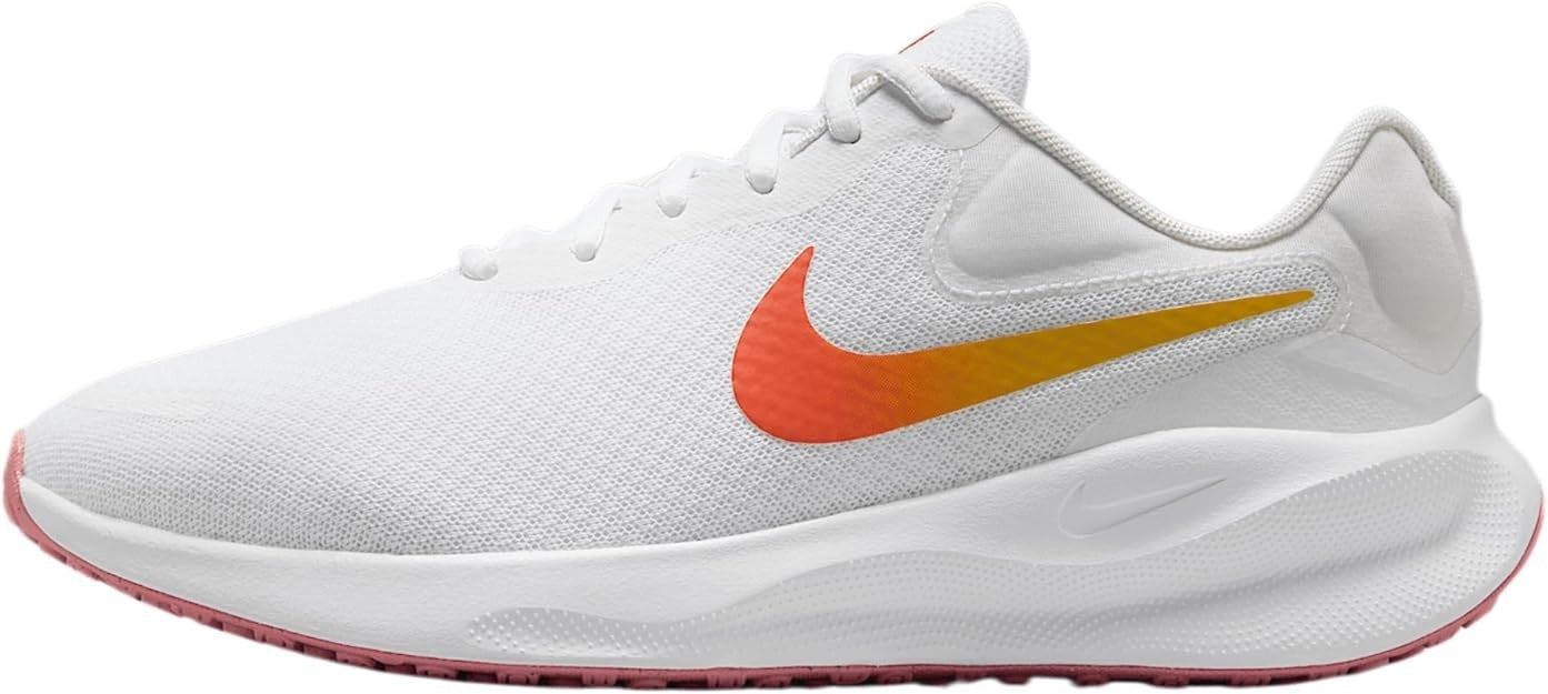 Women's Nike Revolution 7 Wide Road Running Shoes (FZ6829-100) White/Magic Ember