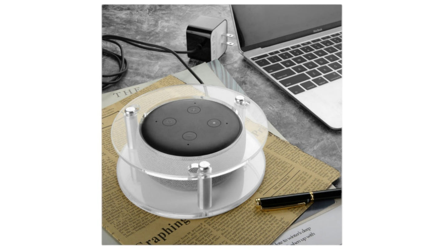 Geekria Acrylic Clear Case for Amazon Echo Dot 3rd Gen with Clock (Clear Round)