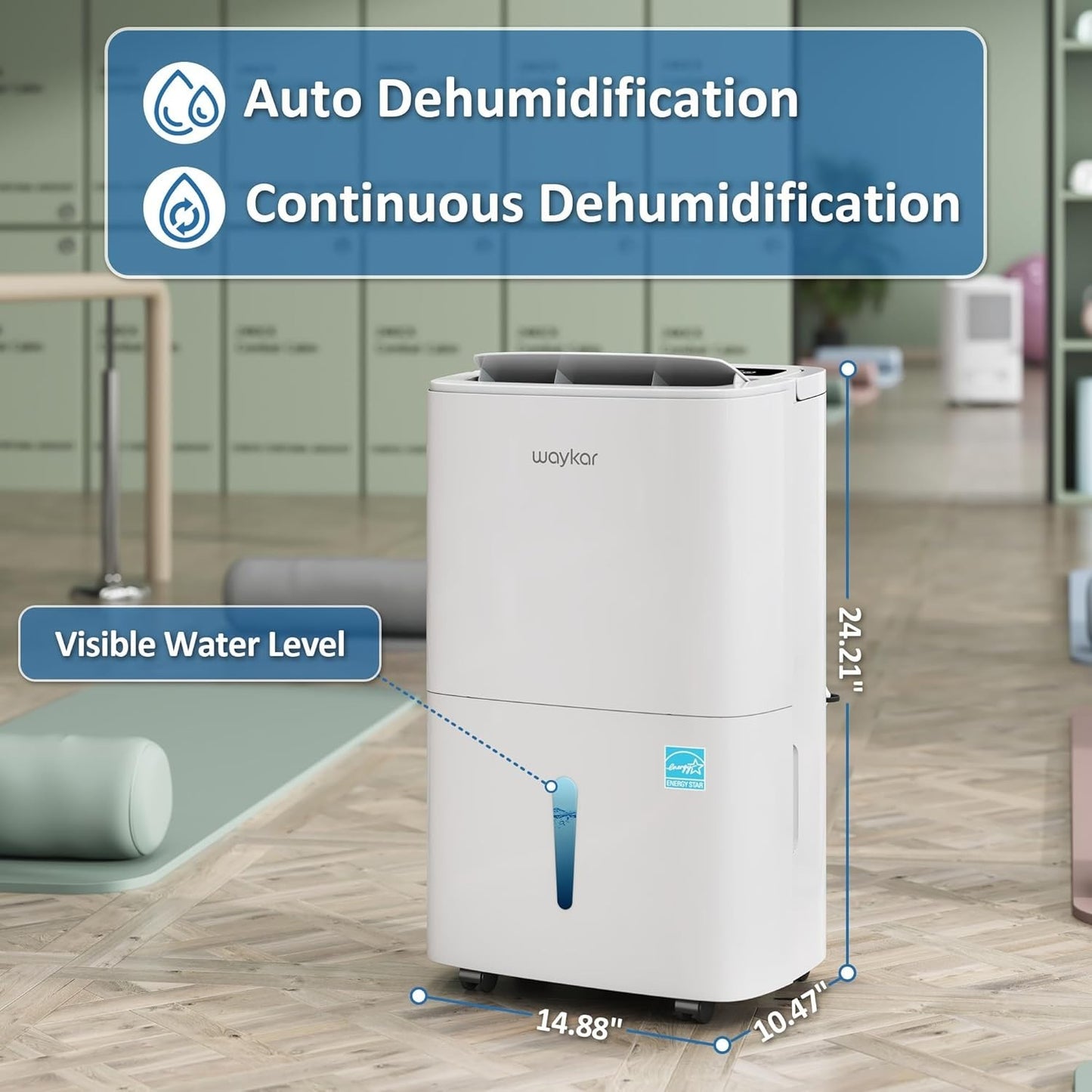 Waykar 150 Pint Energy Star Dehumidifier 4 Home, Basement & Large Space w/ Pump