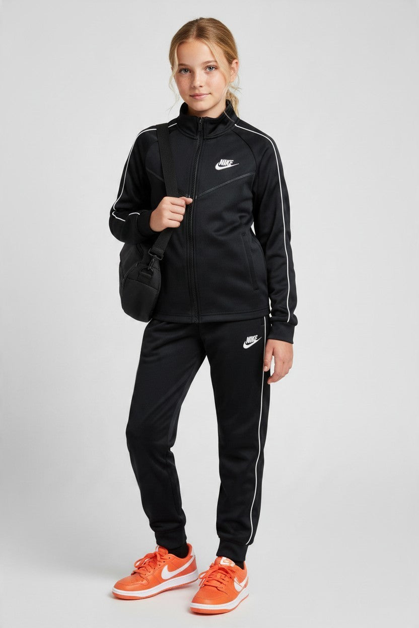Nike Sportswear Big Kids' Tracksuit (FD3067-010, Black/Black/White) Size Large