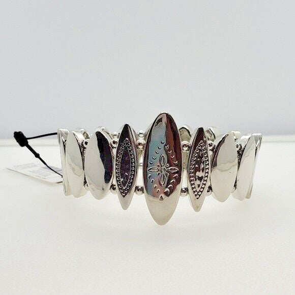 Chico's SILVER-TONE TEXTURED STRETCH BRACELET