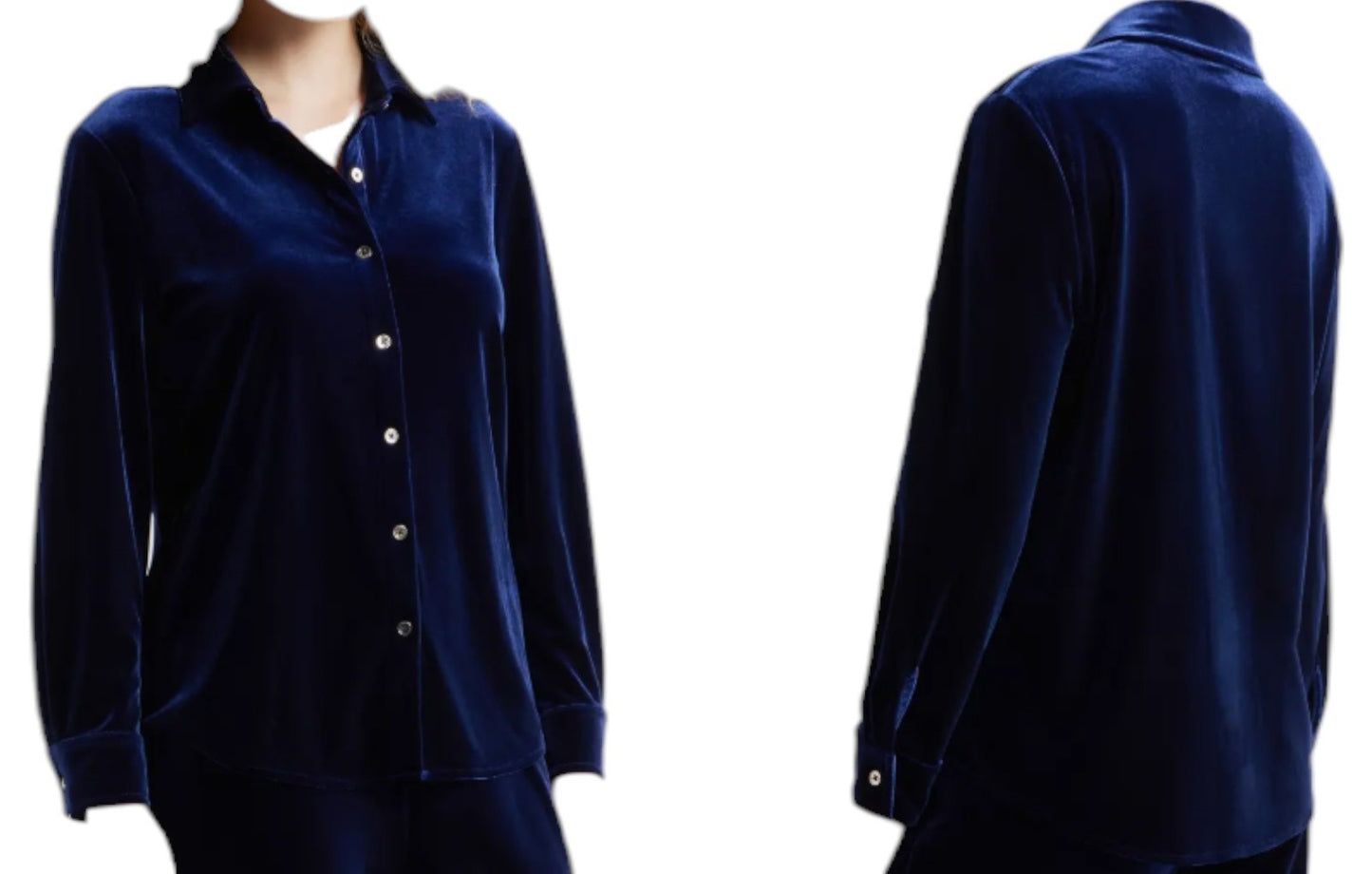 Women's Anne Klein AK Velour Long Sleeve Button Front Dress Shirt | Red, Blue
