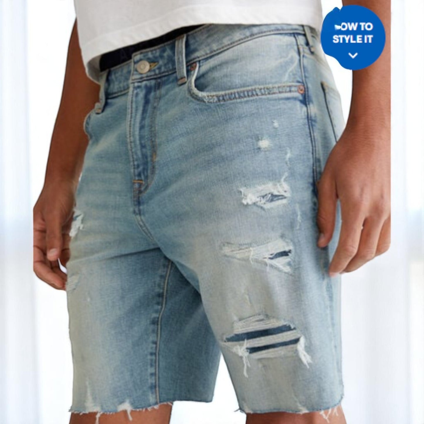 Aeropostale Aero2 Premium Air Denim 9" Above The Knee Men's Shorts