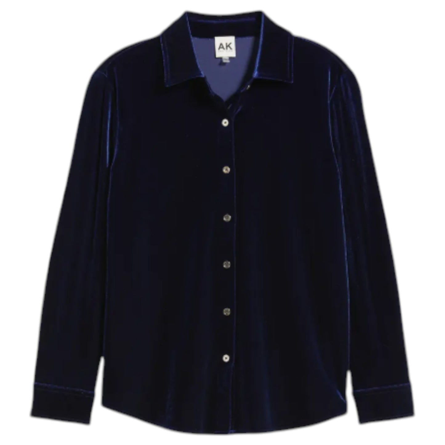 Women's Anne Klein AK Velour Long Sleeve Button Front Dress Shirt | Red, Blue