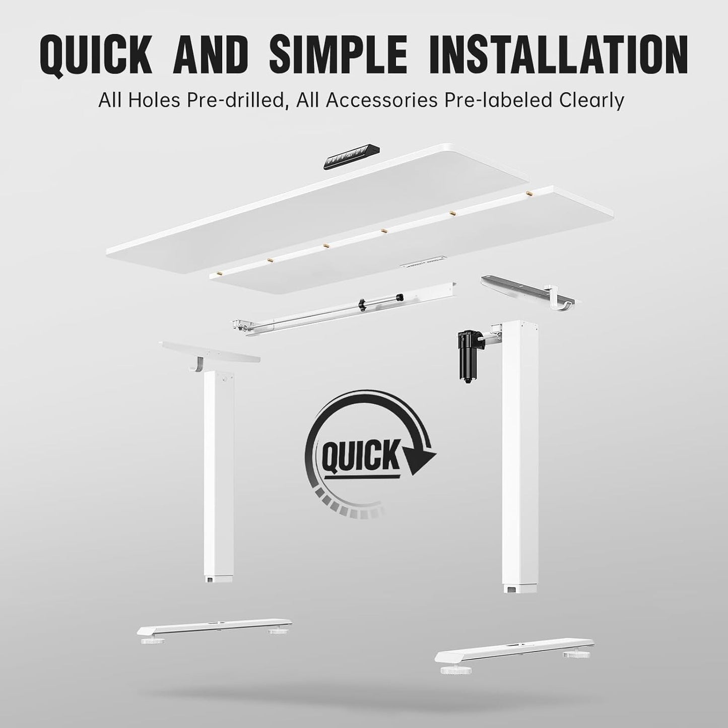 28-48" Electric Sitting Standing-up Desk Adjustable Height Computer Table Office