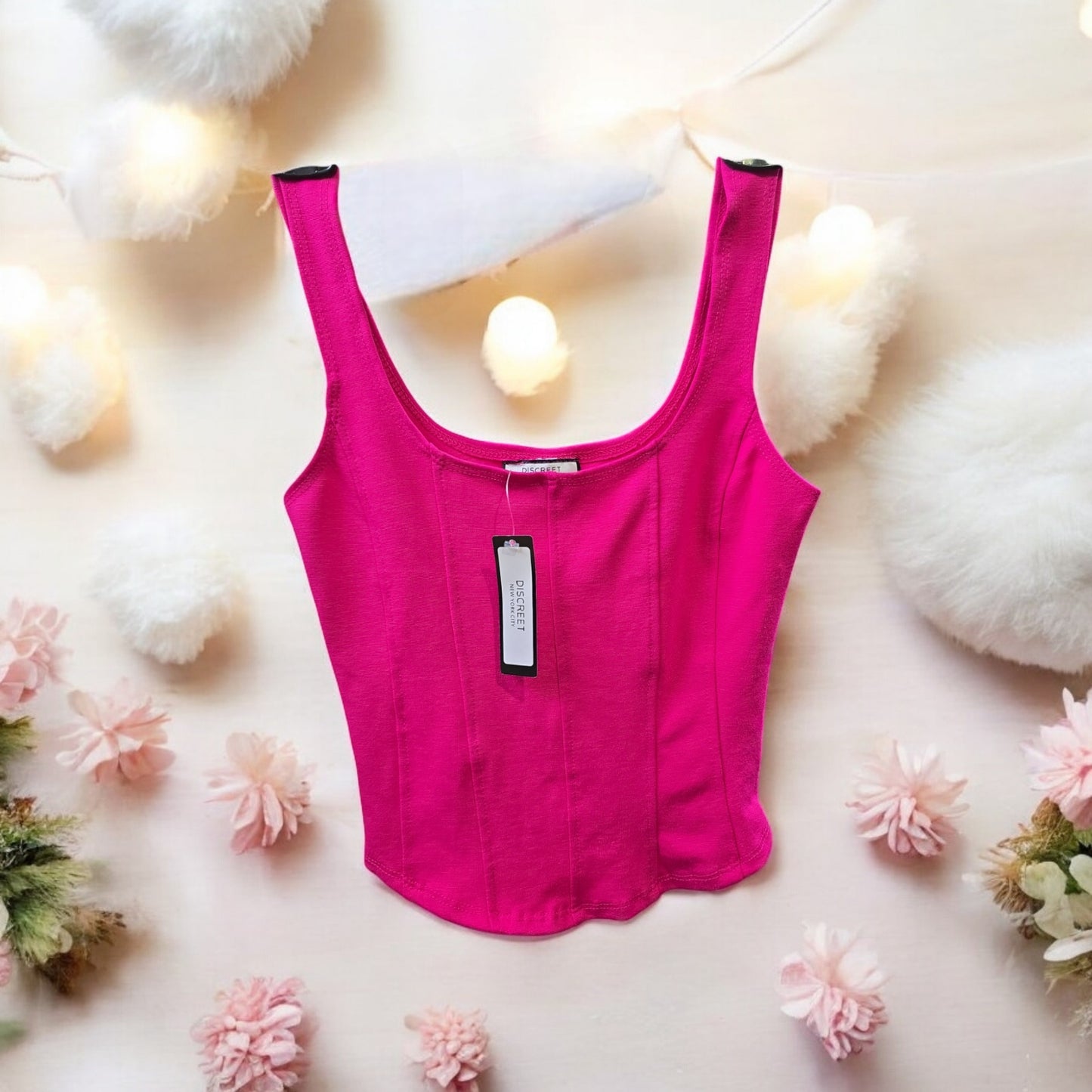 Discreet Hot Pink Tank Top,Various