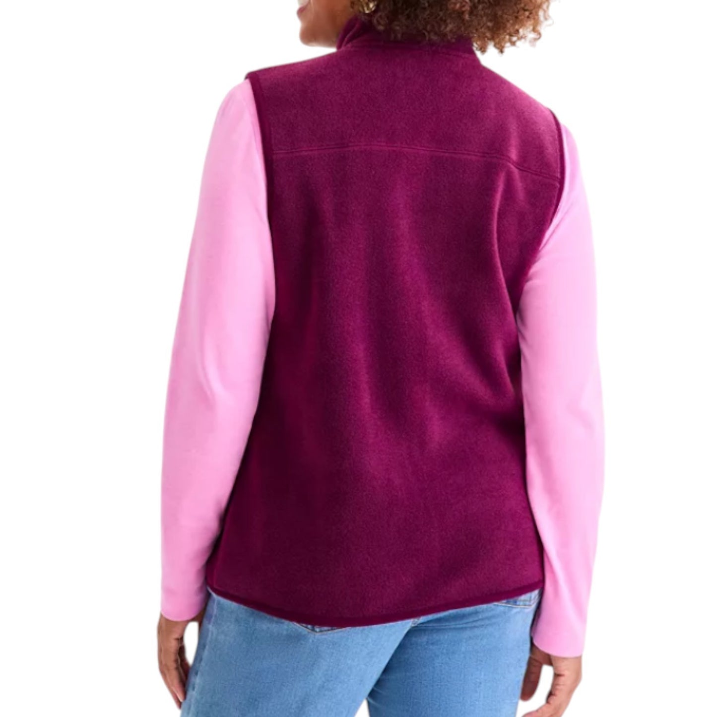 Style & Co Women's Zip-Front Polar Fleece Vest - Color:Deep Cranberry