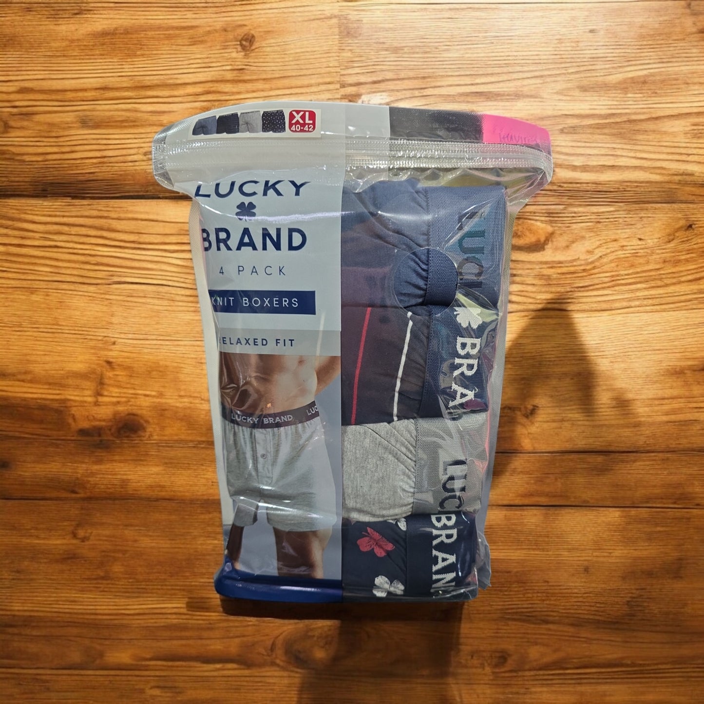 Lucky Brand Men's 4-Pack Knit Boxer, Relaxed Fit, Blue Multi, XL(40-42