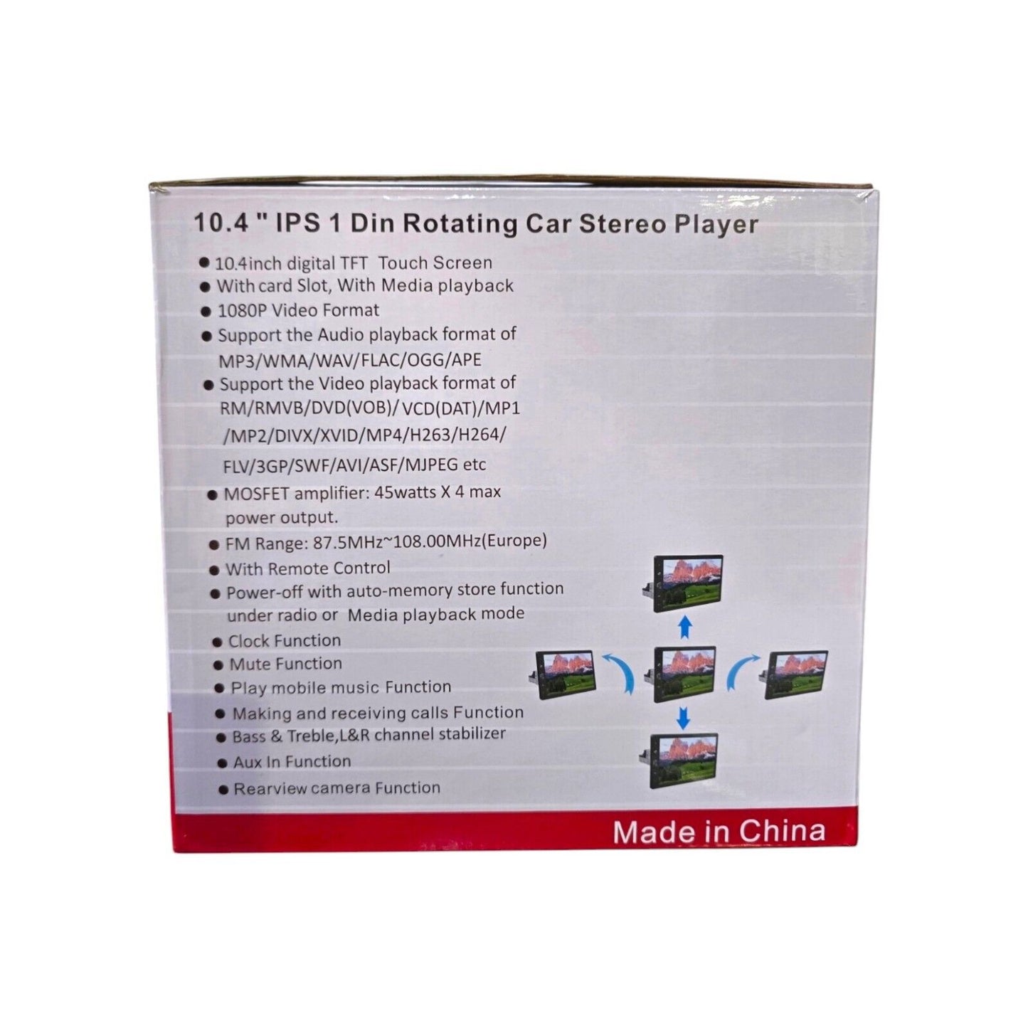 10.4" Horitontal and Vertical Screen Rotation Car Player 1531A HD 1080P