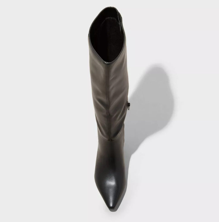 Women's Kendra Kitten Heel Tall Dress Boots with Memory Foam Insole Size 5