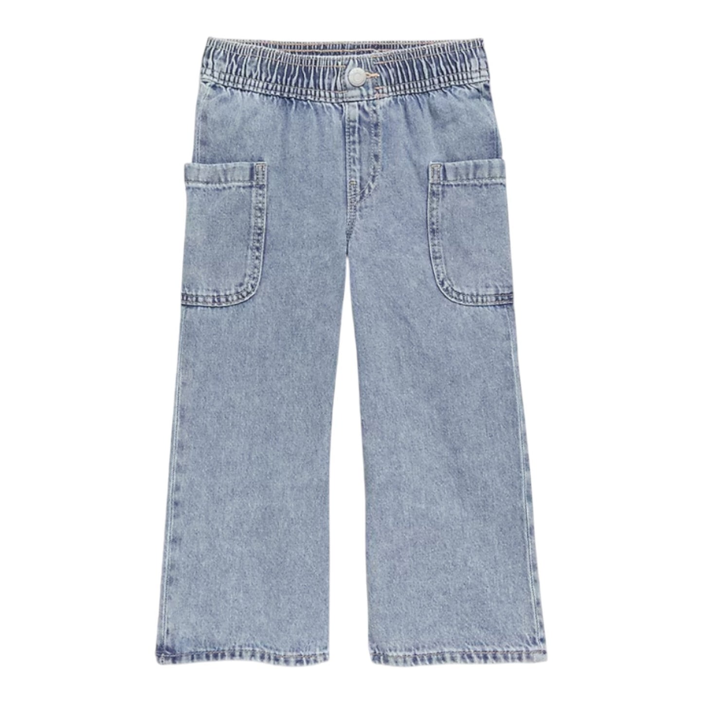 Old Navy Pull-On Baggy Wide-Leg Cargo Jeans for Toddler Girls, Light or Med Wash