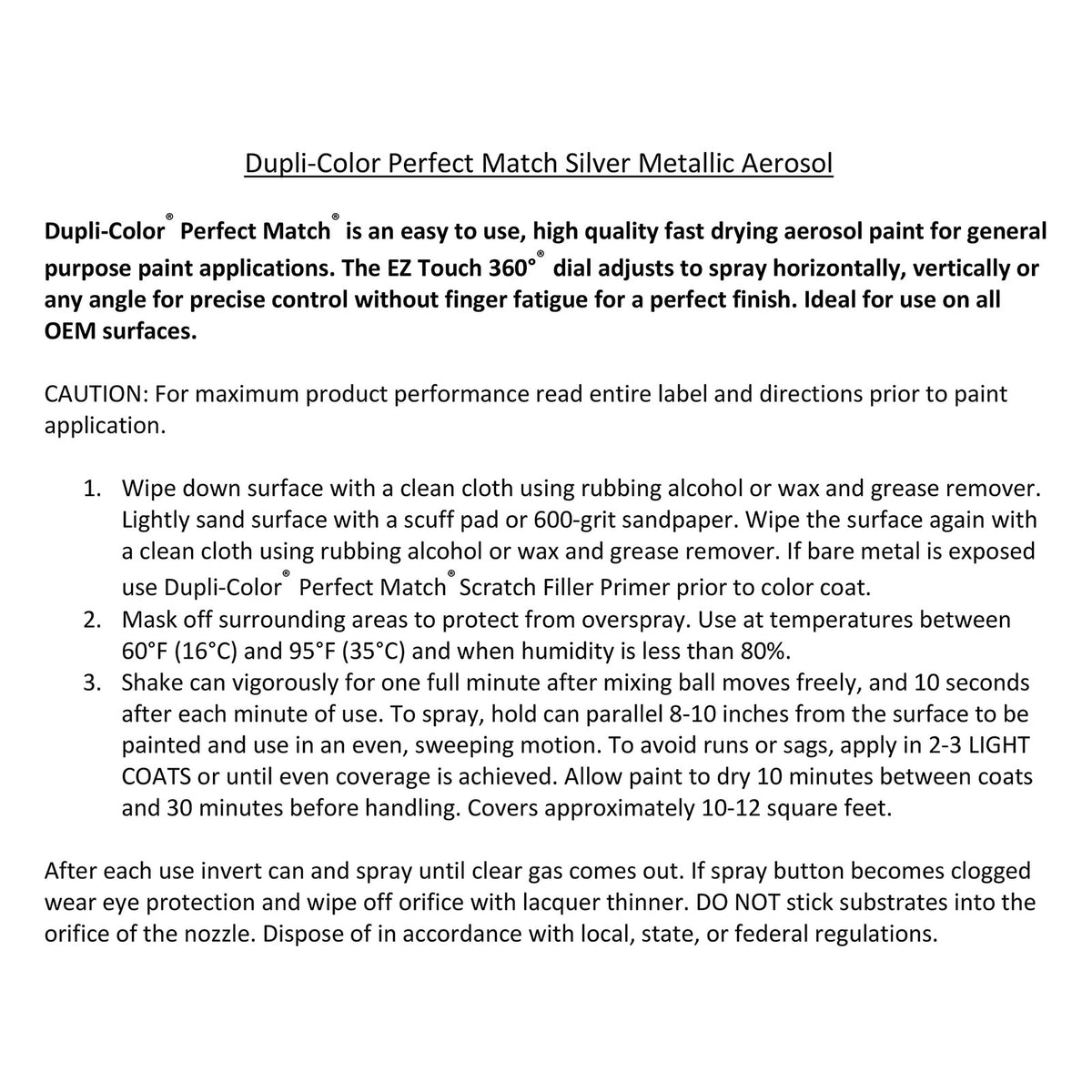 Dupli-Color EBFM02267 Perfect Match Automotive Spray, Ford Silver Metallic, 1E