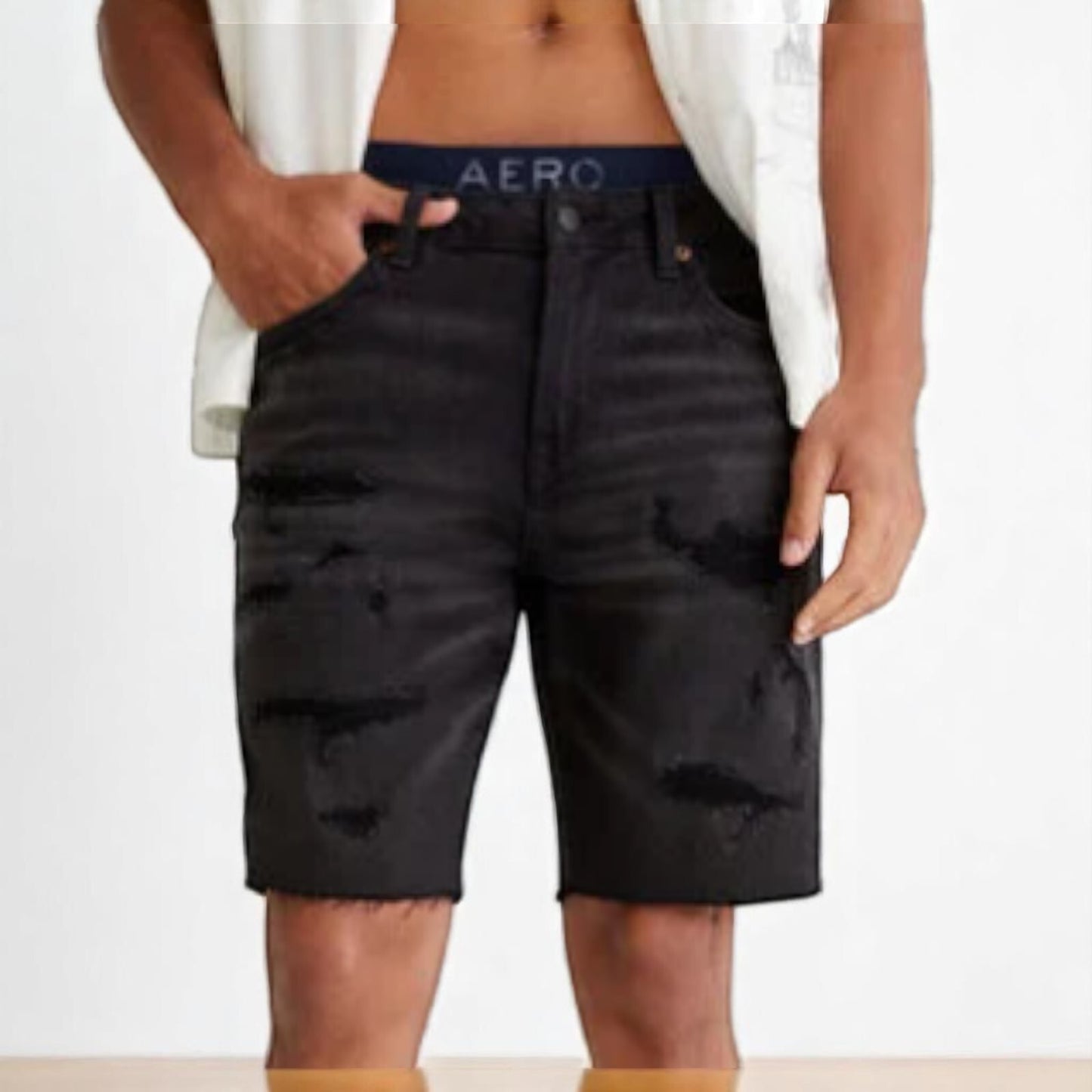 Aeropostale Aero2 Premium Air Denim 9" Above The Knee Men's Shorts