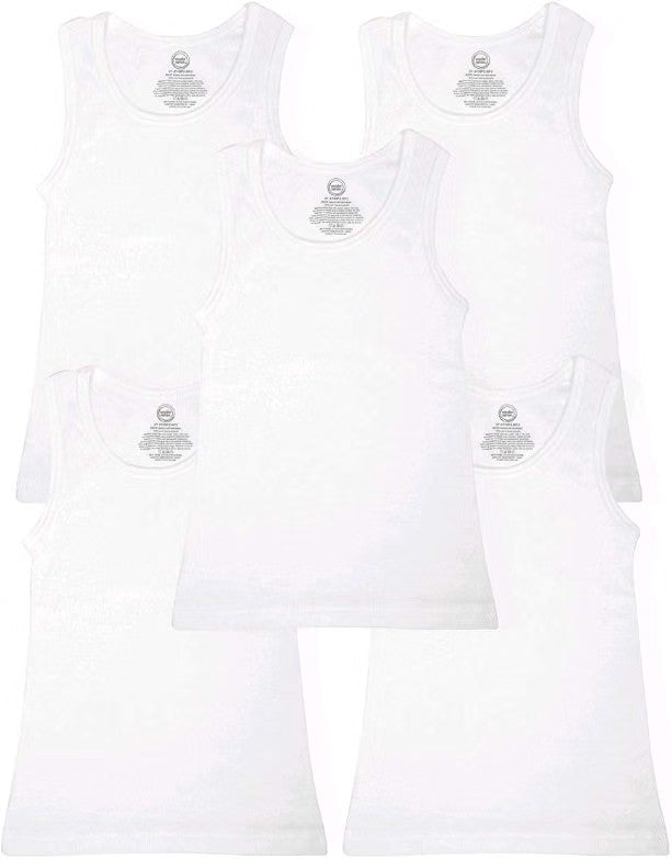 Wonder Nation Boy's White 5 Pack A-Shirt Tank Undershirt - Small - (6-7)