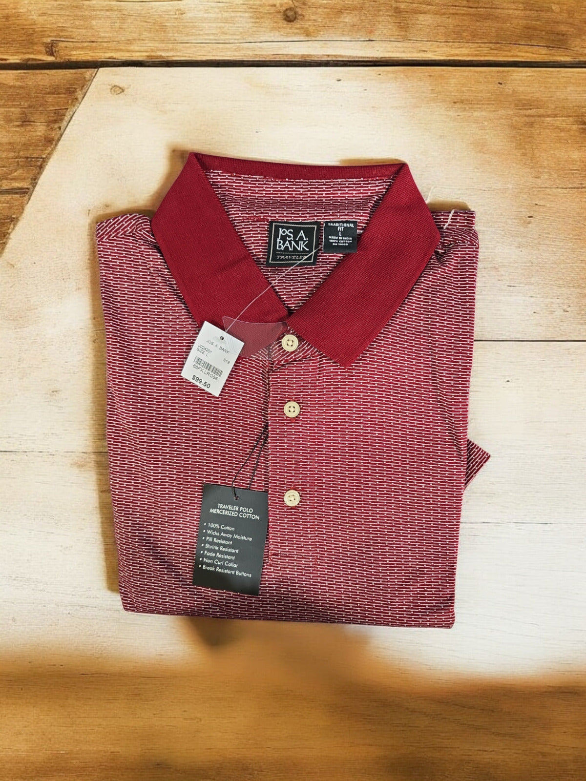 Jos. A. Bank Traveler Performance Polo, Dark Red, L