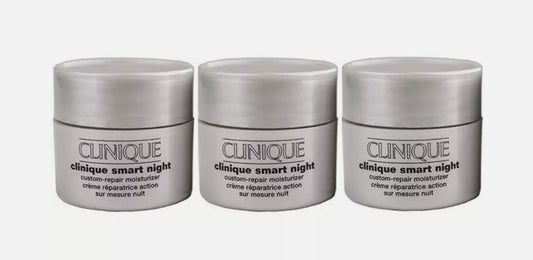 3 X CLINIQUE SMART NIGHT CUSTOM-REPAIR MOISTURIZER FOR DRY # 2 NIB @ 7 ml 0.24oz