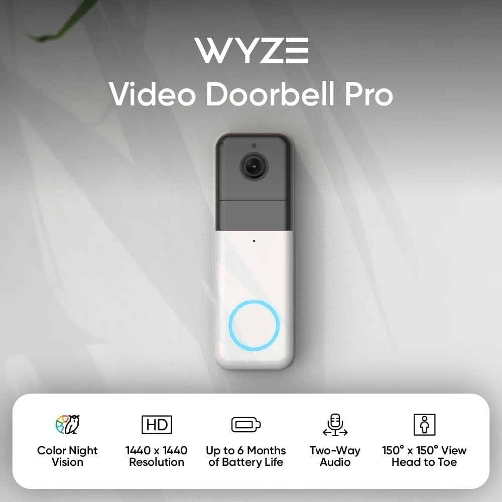 Wyze Night Vision Wireless Doorbell Pro - HD Video, 2-Way Audio & Chime Included