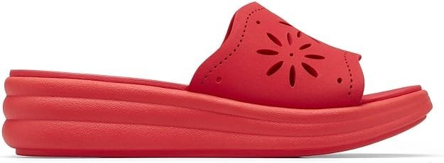 Clarks Women's Drift Floral Slip On Wedge Sandals Poppy Red - Size 7.5