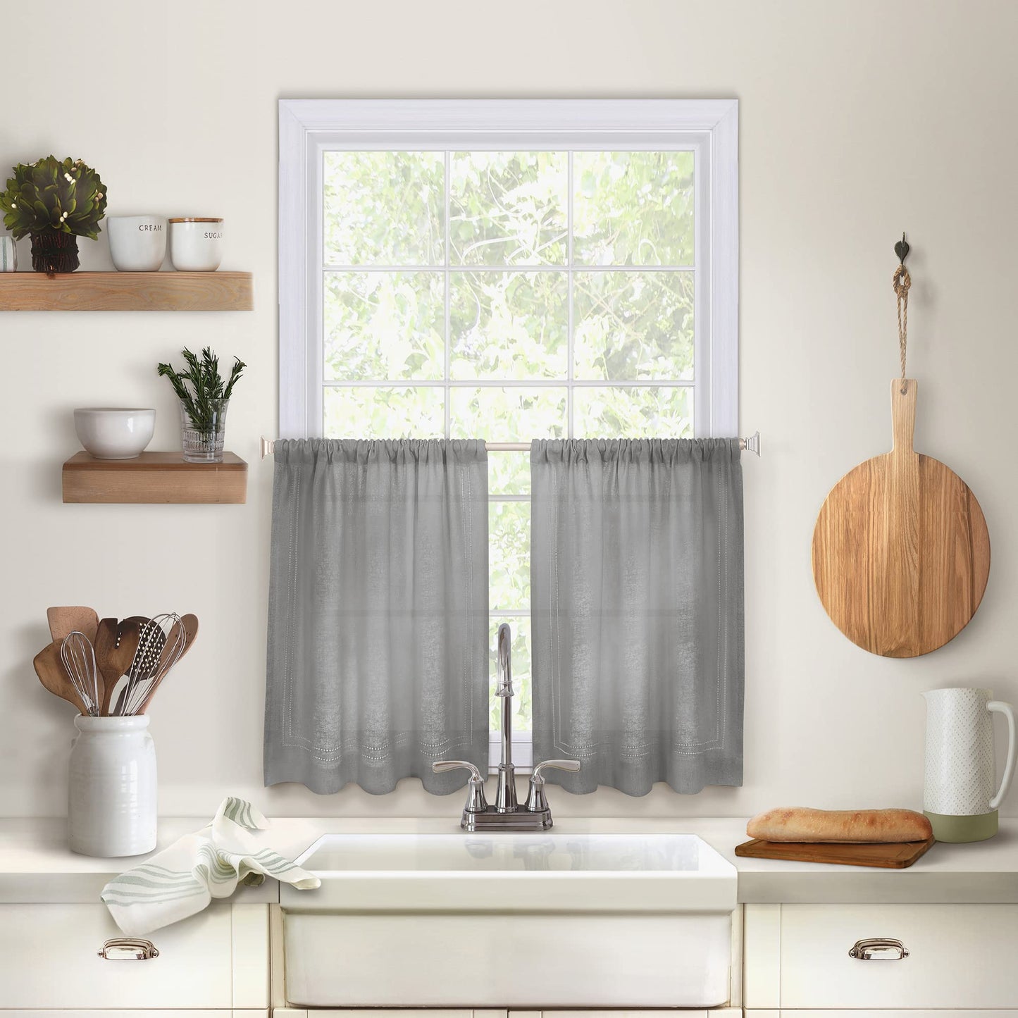 Elrene Home Fashions Cameron Linen Tier Curtains