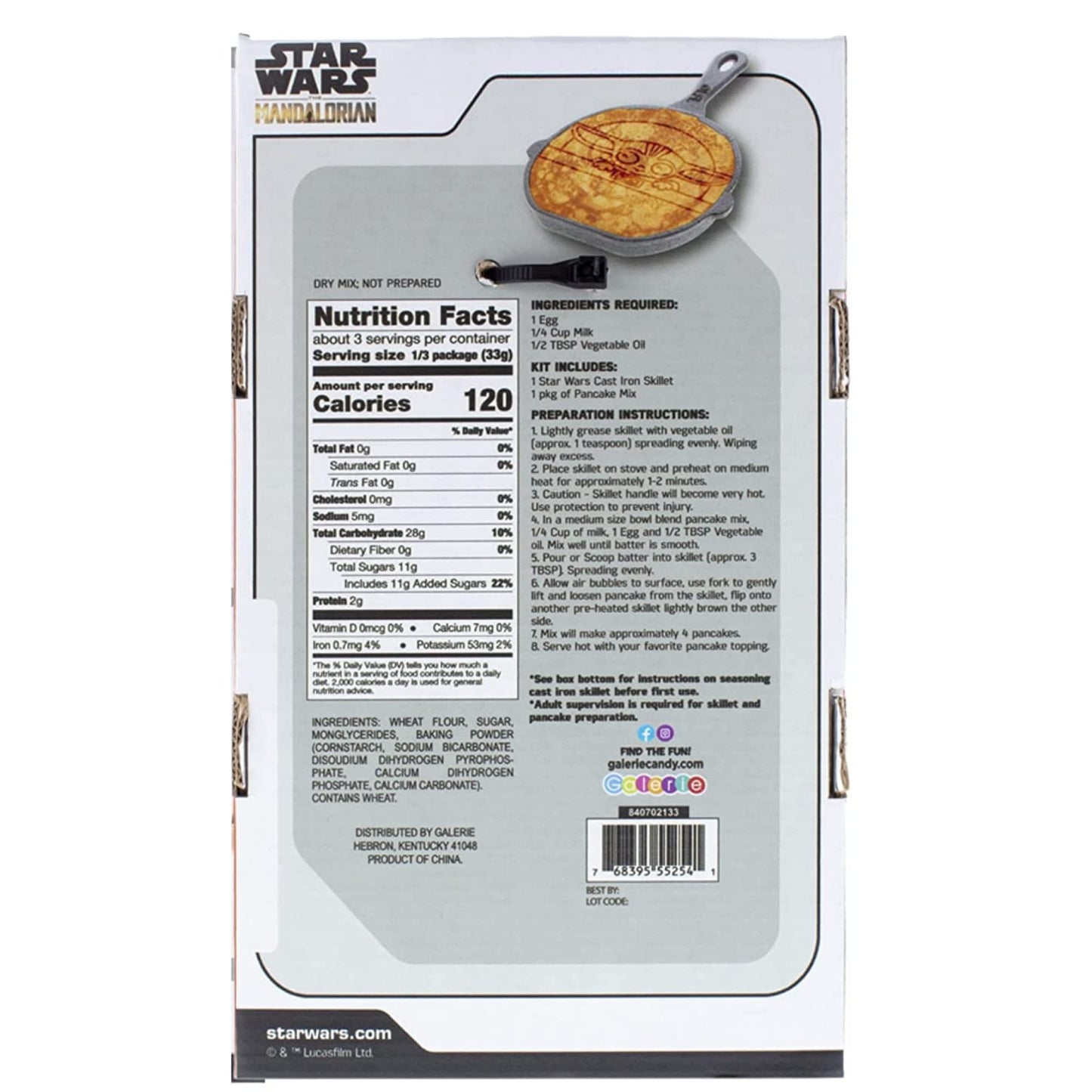 Star Wars DIY Pancake Making Kit, Mandalorian The Child Shaped Cast Iron Skillet with Mix for Pancakes, Baking Gift Sets, 3.52 Ounces