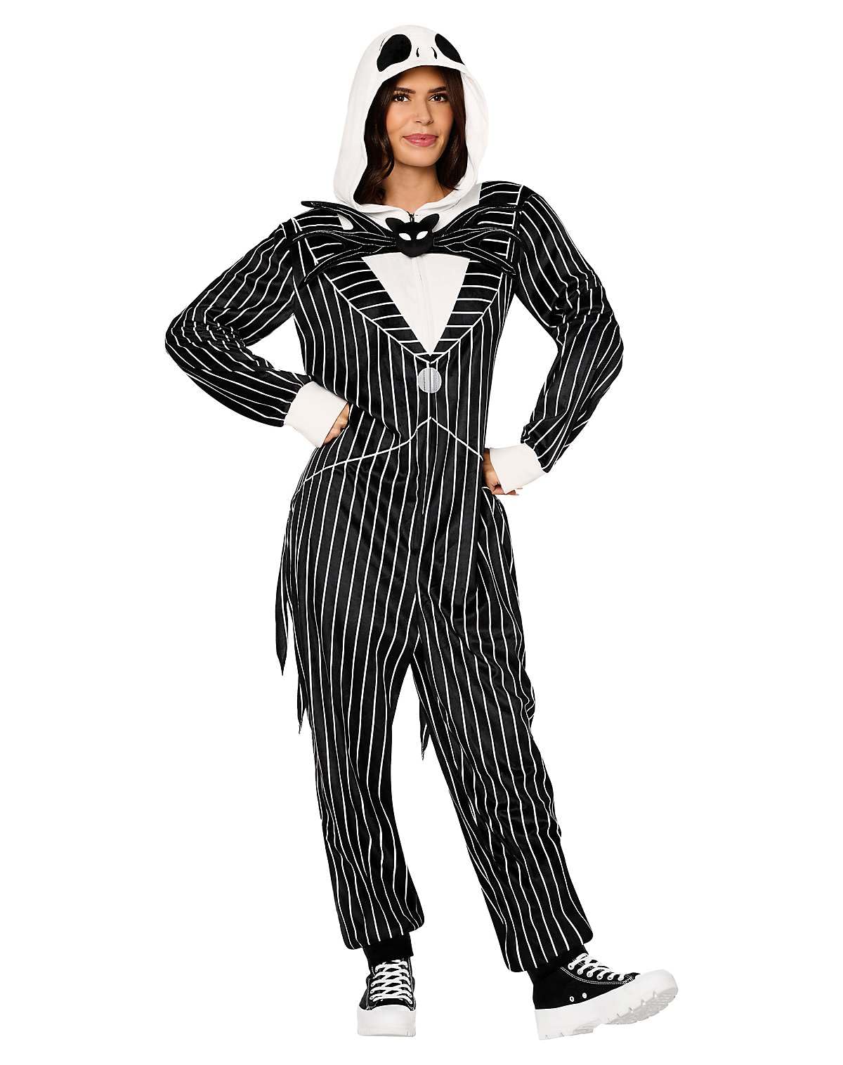 Spirit Halloween Men's Jack Skellington Hooded Jumpsuit Costume - NEW, L