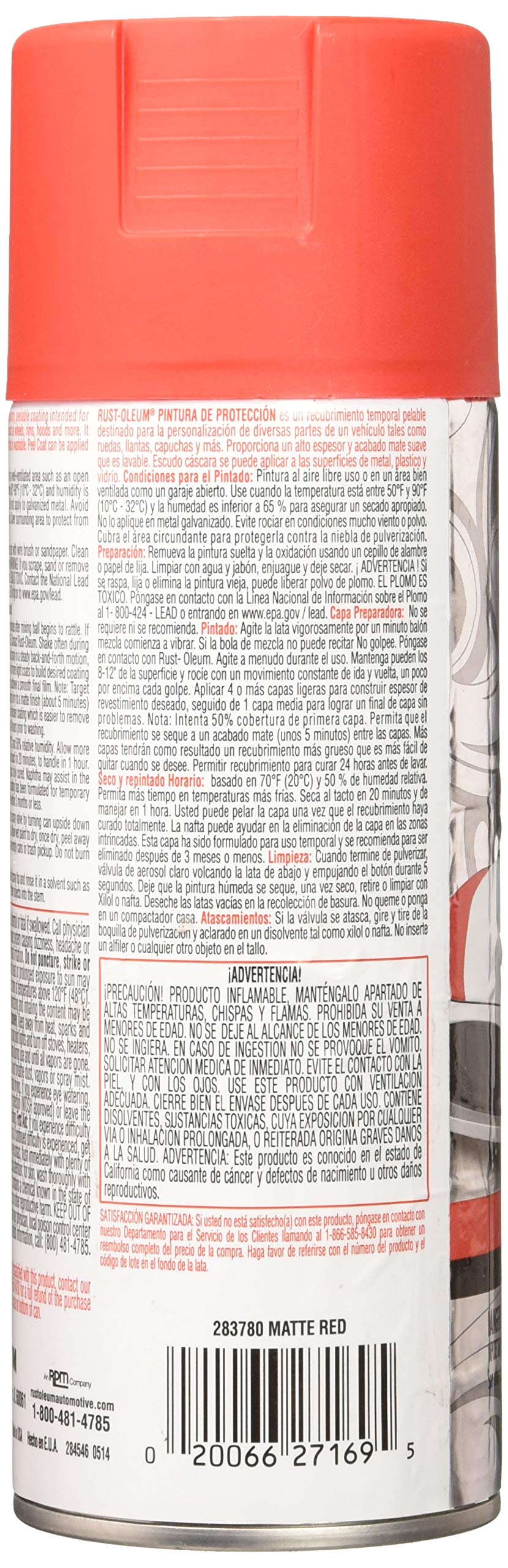 Rust-Oleum 283780 Peel COAT 11Oz Red Matt Peel COAT