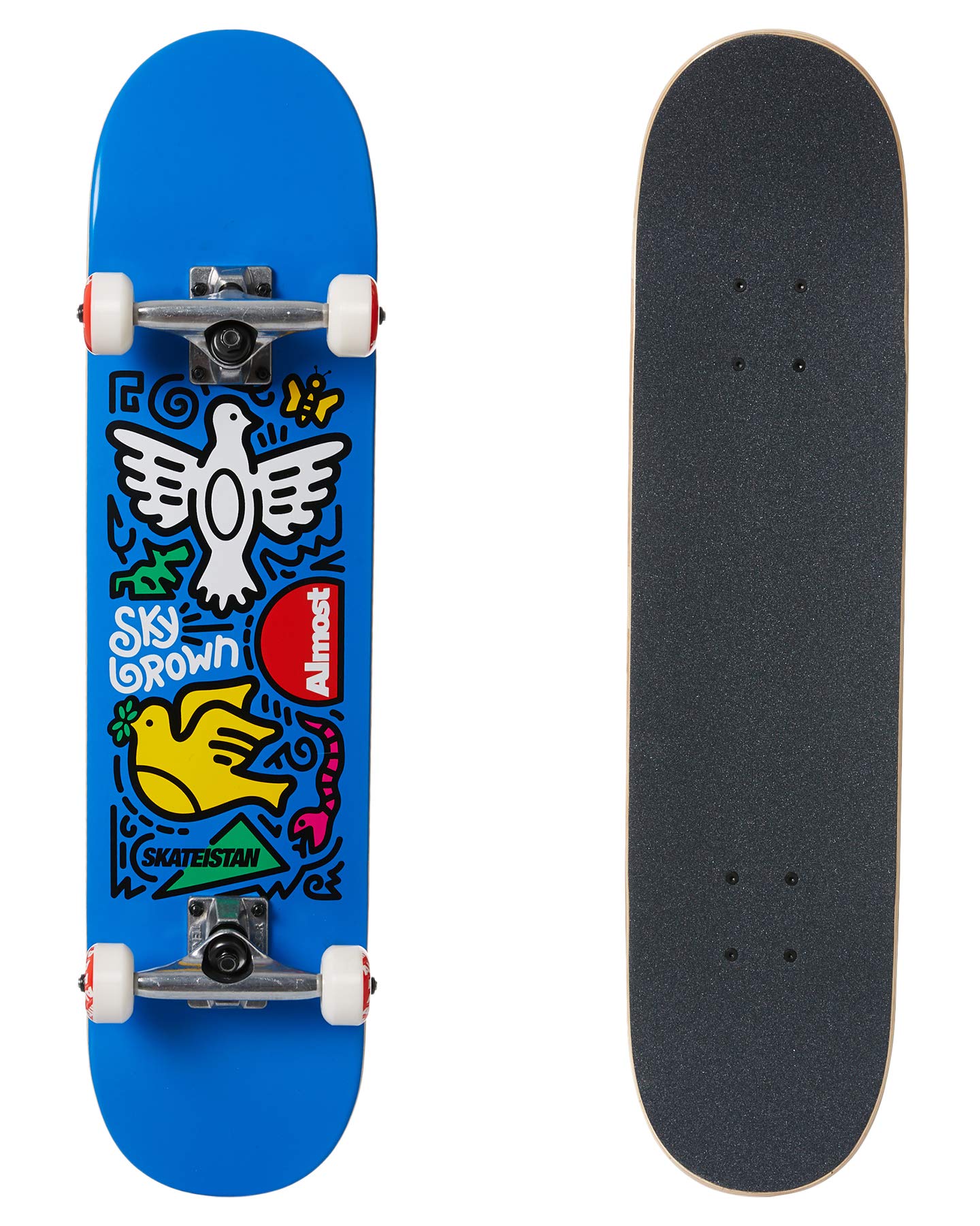 Almost Skateboards Complete Skateistan Sky Brown Doodle Blue 7.5"
