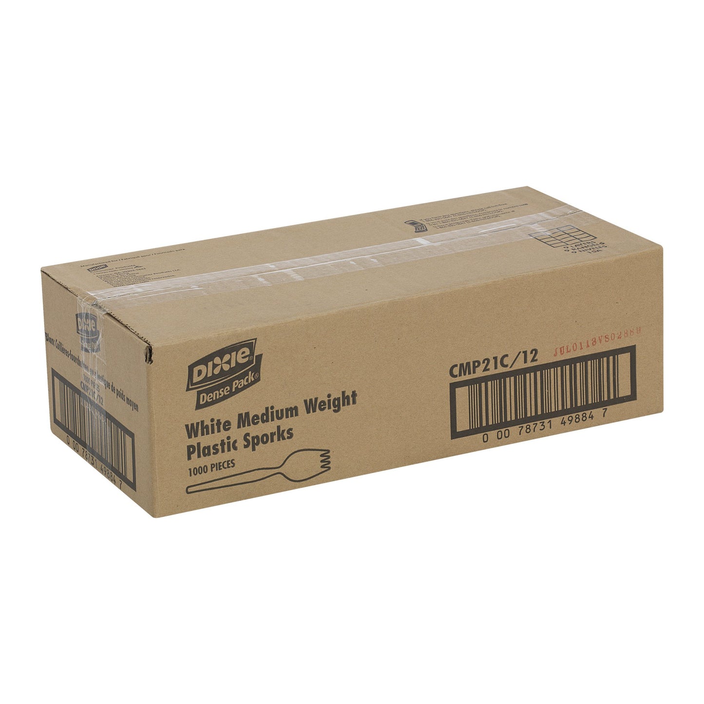 Dixie 5.75" Medium-Weight Polypropylene Plastic Spork by GP PRO (Georgia-Pacific), White, CMP21C, (Case of 1,000)