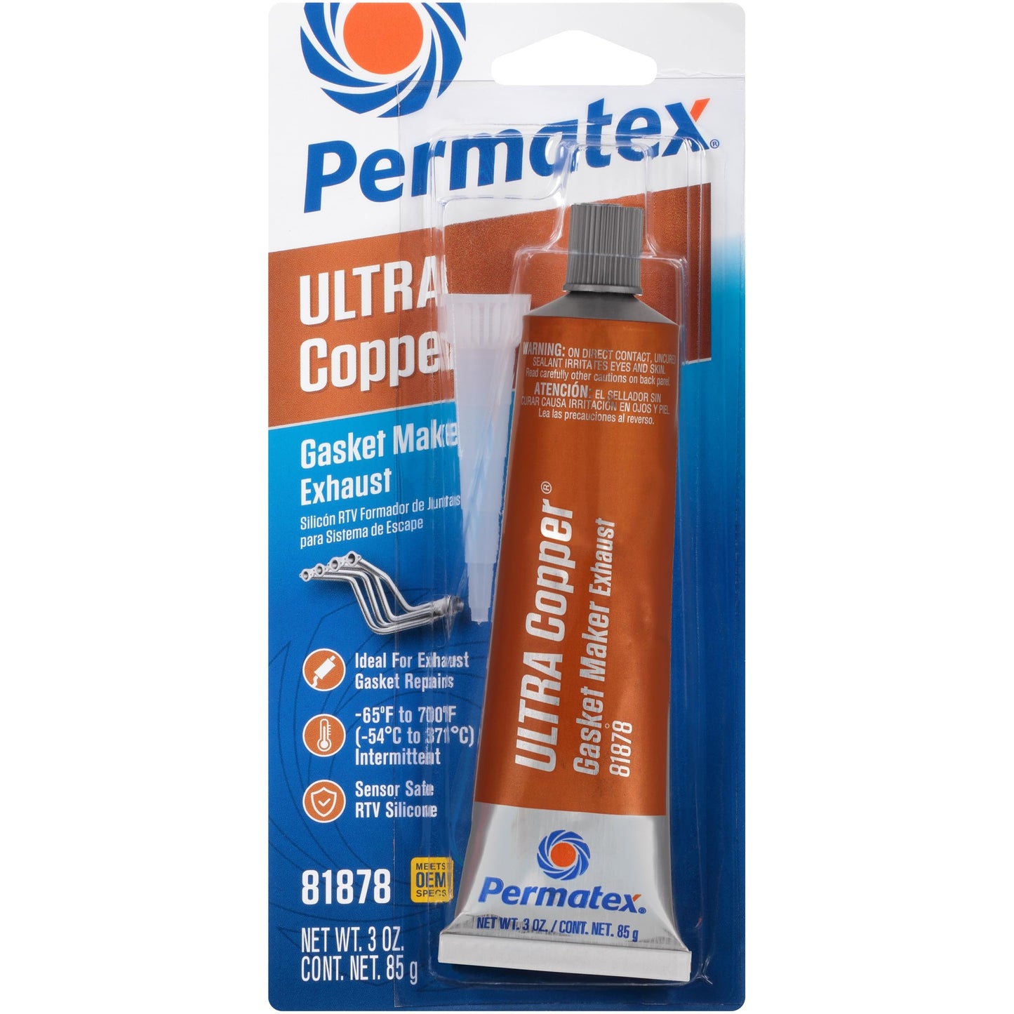 Permatex 81878-12PK Ultra Copper Maximum Temperature RTV Silicone Gasket Maker, 3 oz.