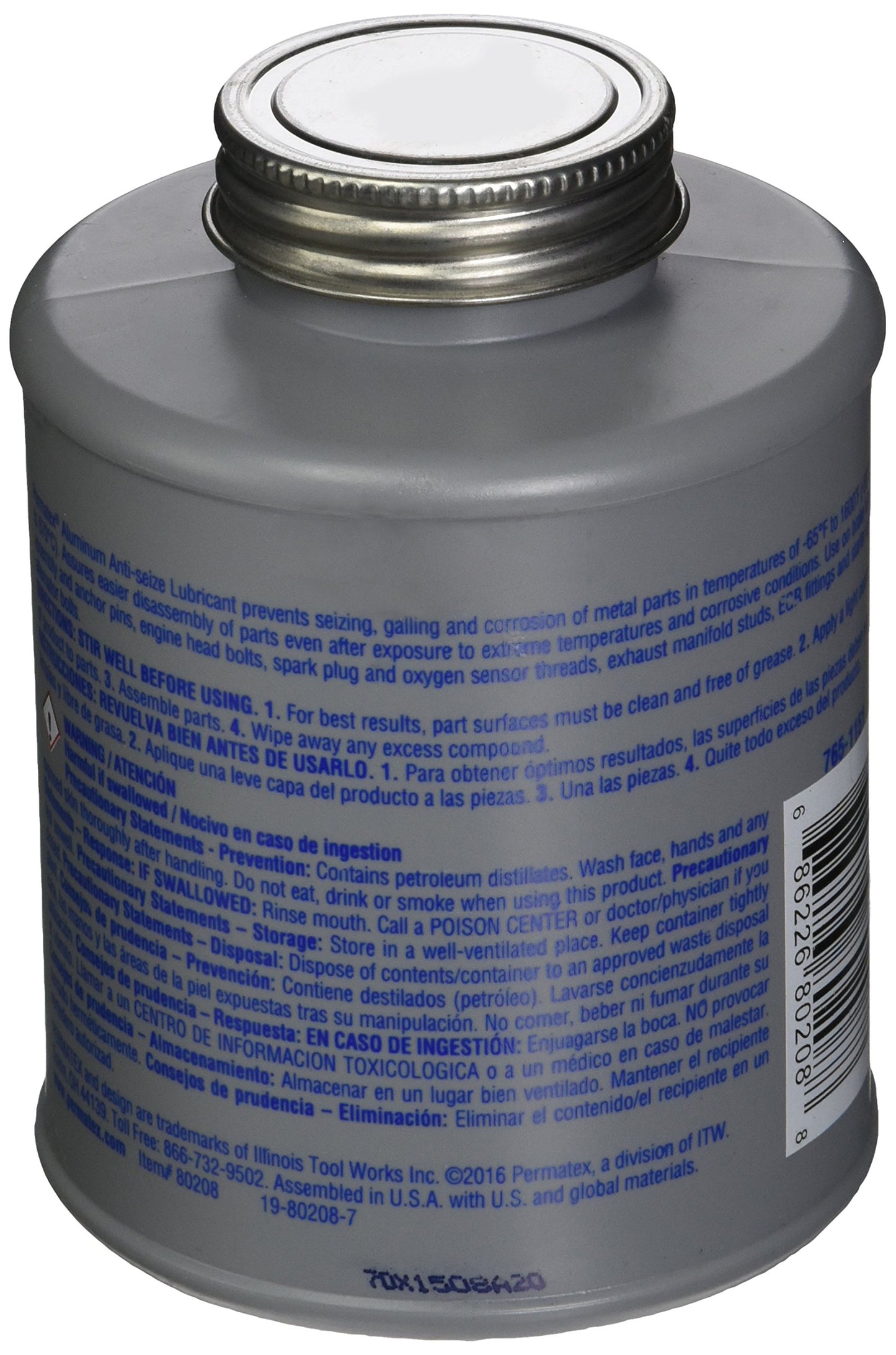 Permatex 80208-12PK Anti-Seize Lubricant with Brush Top Bottle - 16 oz., (Pack of 12)