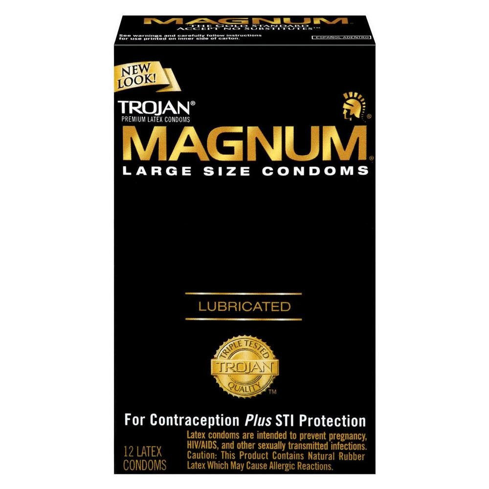 Trojan Magnum Large Size Lubricated Latex Condoms - 12 ct, Pack of 6