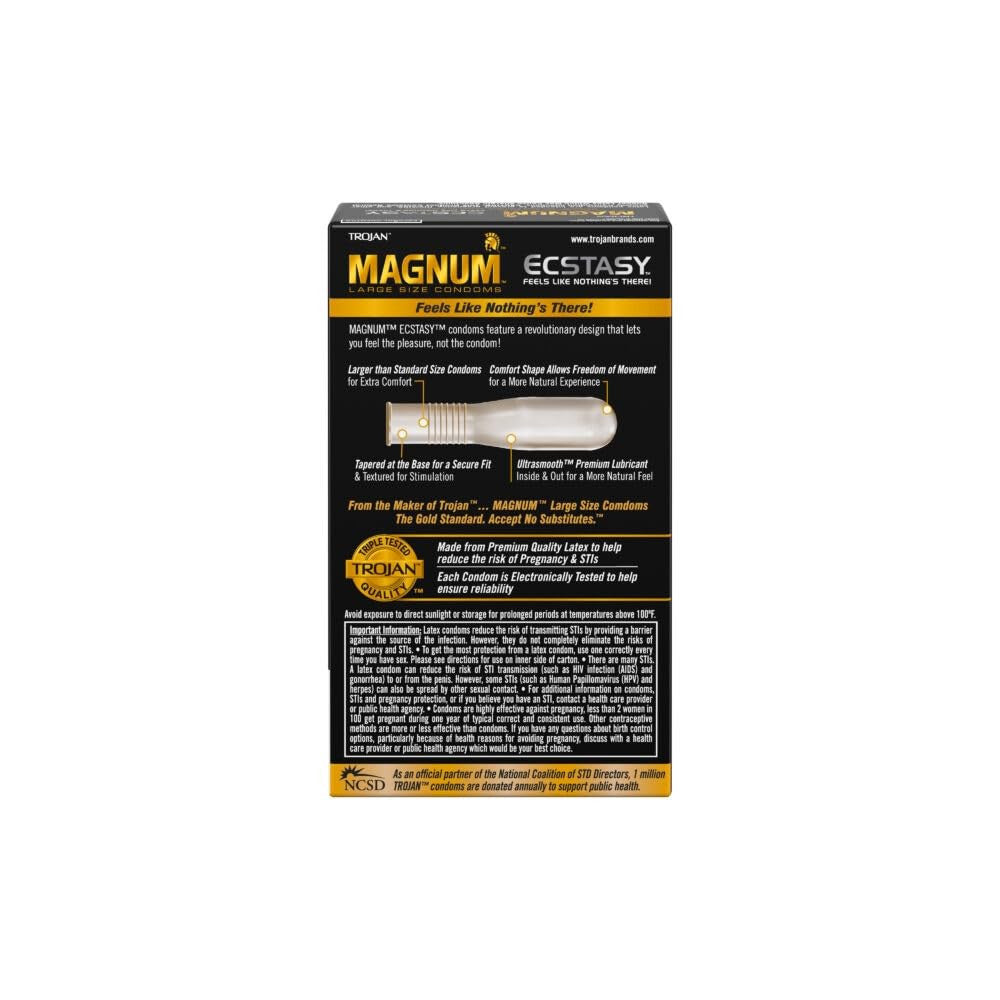 Trojan Condom Magnum Ecstasy Ultrasmooth Lubricated 10 pack