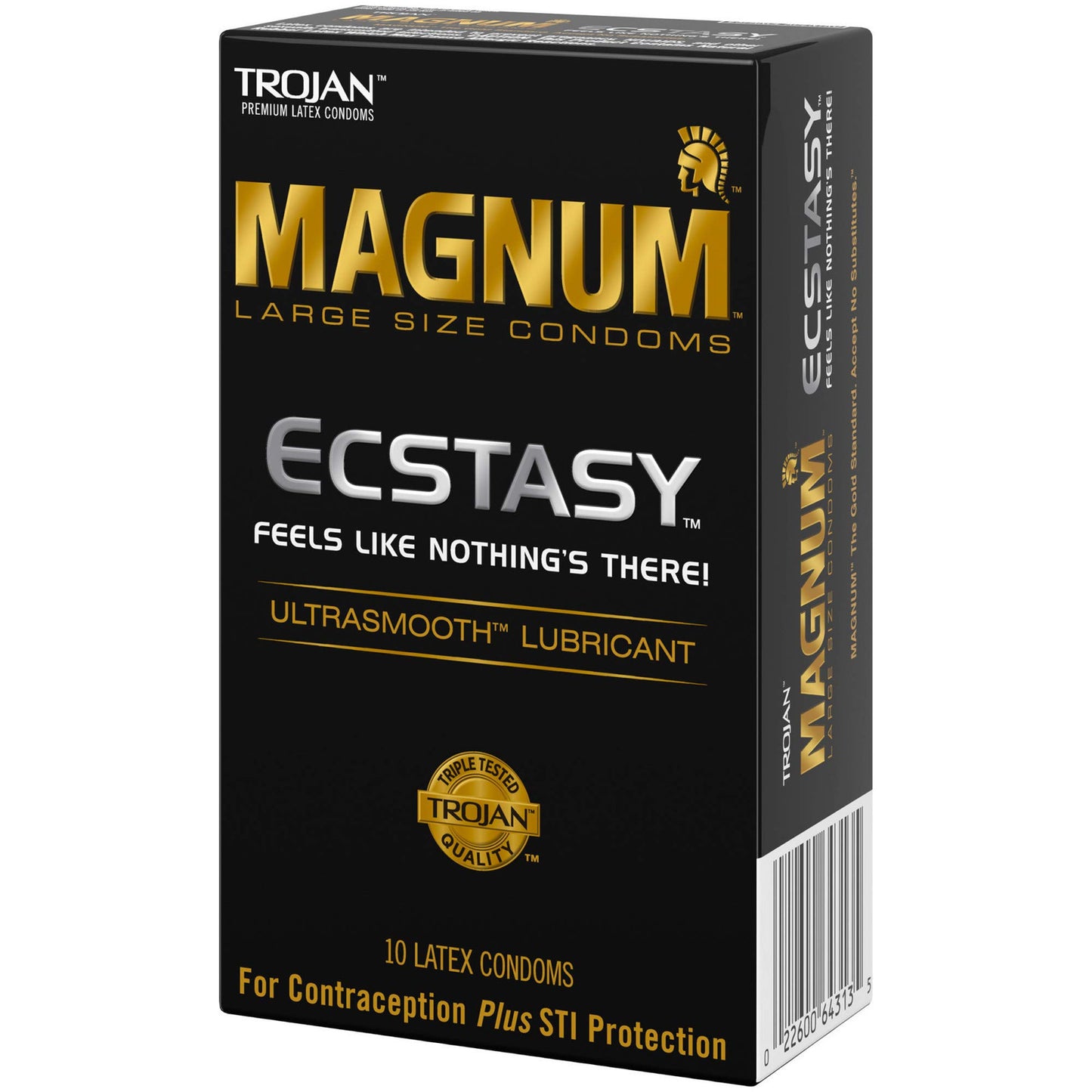 TROJAN Magnum Ecstasy Large Size Condoms, Black, 10 Count