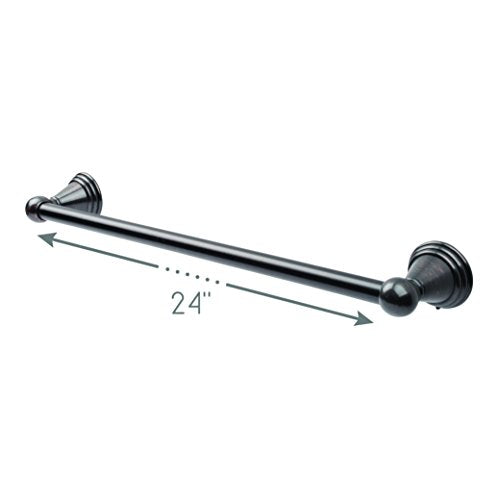 Elegant 24 Inch Bathroom Towel Bar by LDR Industries - Centennial Series, Classic Round Bathware Design, 24” Rod Bath Accessory To Hang Towels, Oil Rubbed Bronze Finish, Wall Mount Hardware Included