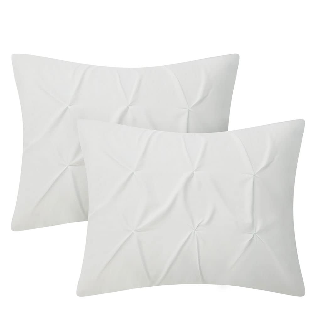 Sander Home Fashions Ruffled 7-Piece Comforter Set Queen Polyester White