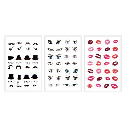 Fing'rs Heart 2 Art Nail Decals, Face Off 3 Sheets EA